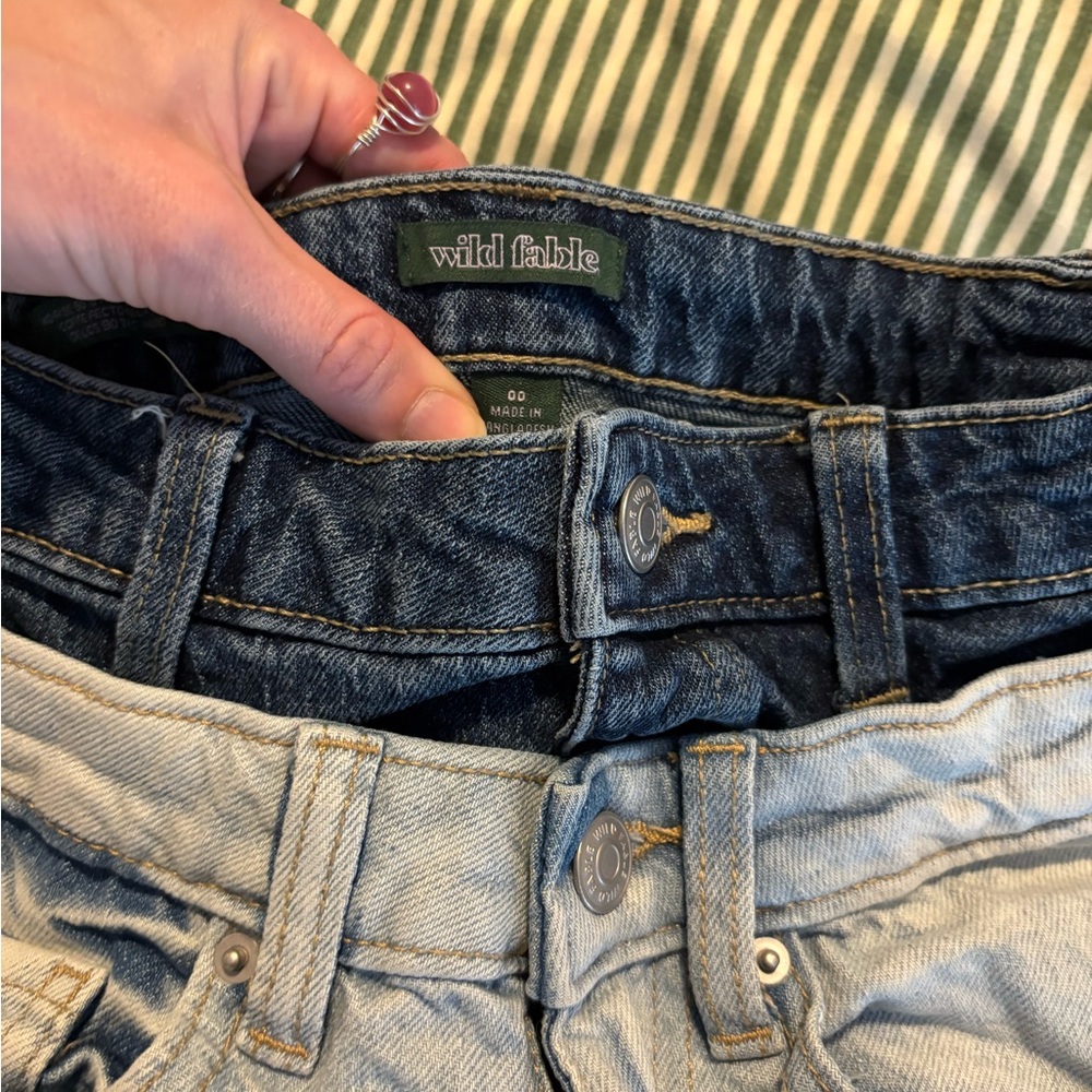wild fable Contrast Denim Waistband Set in Dark Blue and Light Blue
